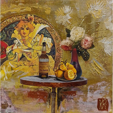 Painting Un petit verre by Romanelli Karine | Painting Figurative Acrylic, Gluing Pop icons