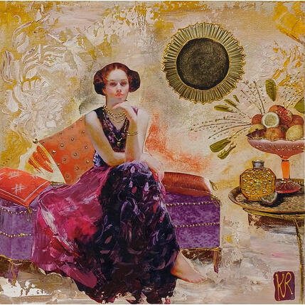 Gemälde Ta visite von Romanelli Karine | Gemälde Figurativ Acryl, Collage