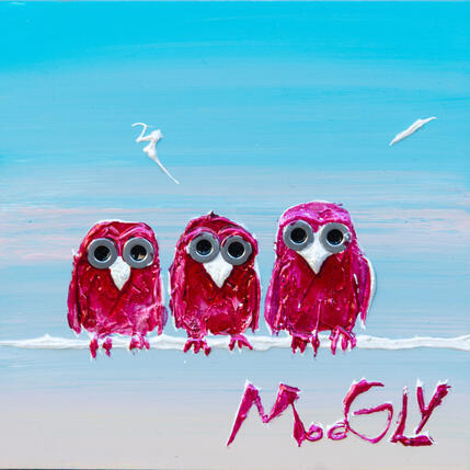 Peinture Amigus par Moogly | Tableau Art Singulier Acrylique, Pigments, Résine Animaux