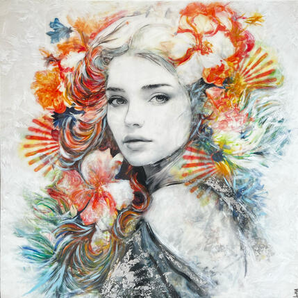 Peinture Carla II par Bofill Laura | Tableau Figuratif Acrylique, Bois, Résine Portraits