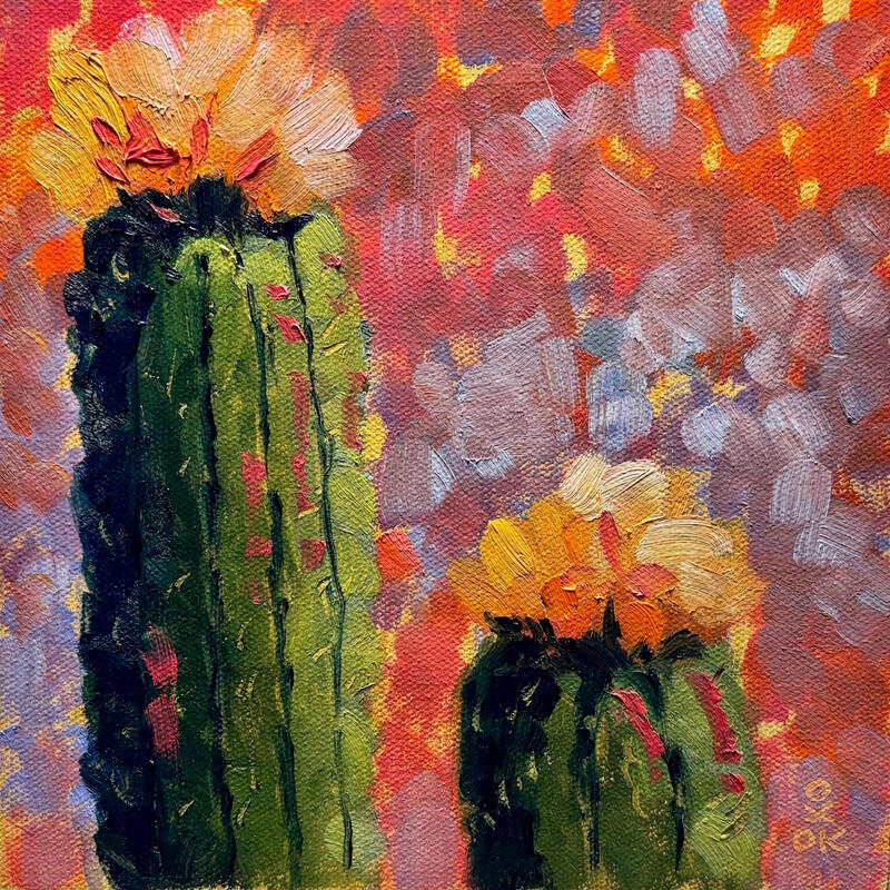 Painting F2 Cactus Rose 202-21575-20260418-2 by O'Donnell Karen | Painting Impressionism Landscapes Oil