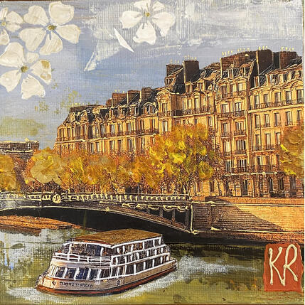 Painting Croisiéfe sur Seine by Romanelli Karine | Painting Figurative Acrylic, Gluing