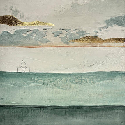 Painting UN NUOVO ORIZZONTE by Roma Gaia | Painting Subject matter Acrylic, Sand Minimalist