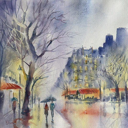 Painting Pluie sur Paris  by Khomyakova  Liliya  | Painting
