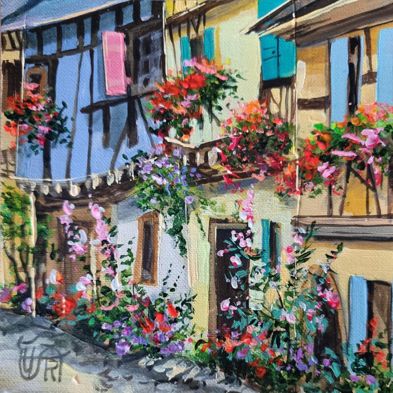 Pintura Blooming alsace por Rasa | Pintura Figurativo Urbano Acrílico