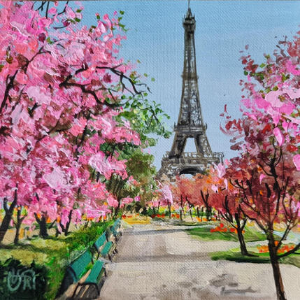 Painting Spring in paris by Rasa | Painting Figurative Acrylic Urban