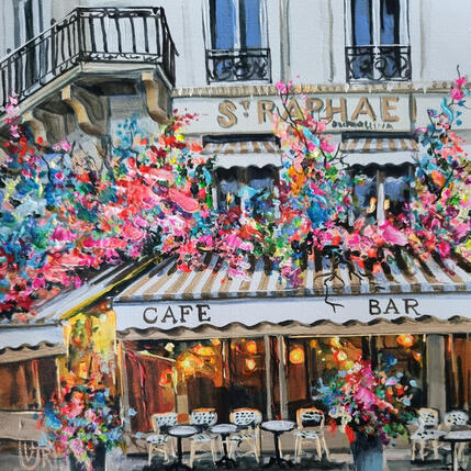 Pintura Café Le Bon Pêcheur in Paris por Rasa | Pintura Figurativo Acrílico Iconos pop, Urbano