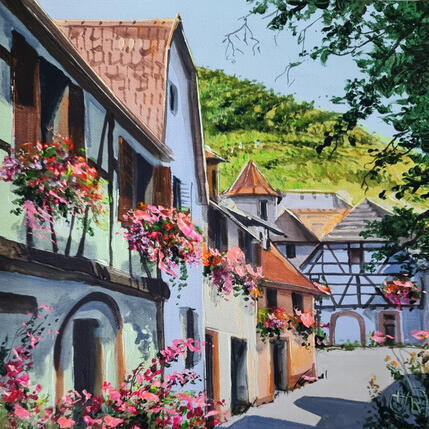 Painting Vineyards outside the city by Rasa | Painting Figurative Acrylic Pop icons, Urban