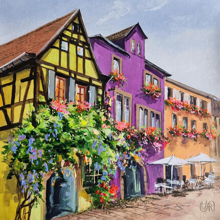 Painting Colorfull street by Rasa | Painting Figurative Acrylic Urban