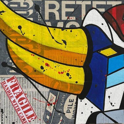 Painting Goldorak fragile ! by Marie G.  | Painting Pop-art Acrylic, Gluing, Wood Pop icons