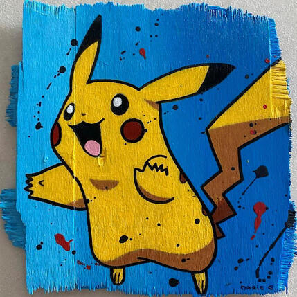 Painting Pikachu by Marie G.  | Painting Pop-art Acrylic, Wood Pop icons