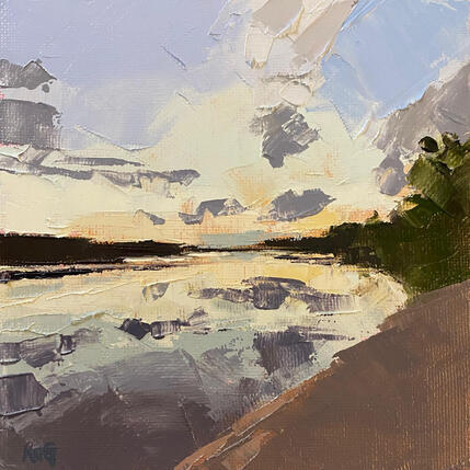 Painting Nymphéas  by Gray Thompson Rachael | Painting Figurative Oil Landscapes
