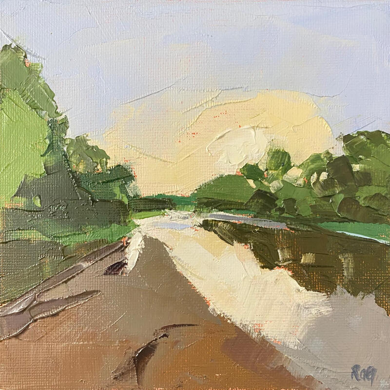 Painting Alone by Gray Thompson Rachael | Painting Figurative Landscapes Oil
