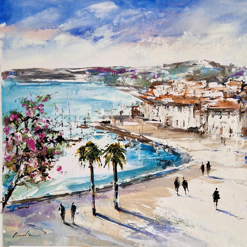 Painting un printemps à villefranche by Poumelin Richard | Painting Figurative Landscapes Oil