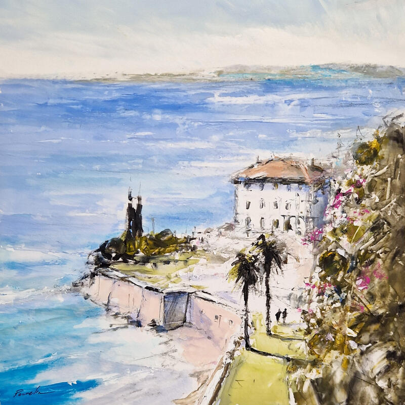 Painting èscale à st jean cap- ferrat by Poumelin Richard | Painting Figurative Landscapes Oil