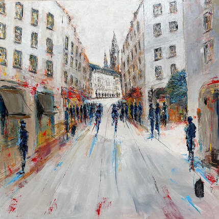 Painting Par la rue Lepelletier by Raffin Christian | Painting Figurative Oil Urban