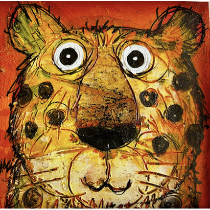 Pintura Léopard  por Maury Hervé | Pintura Arte bruto Acrílico, Arena Animales
