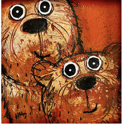 Painting Selfie à 2 by Maury Hervé | Painting Raw art Acrylic, Sand Animals