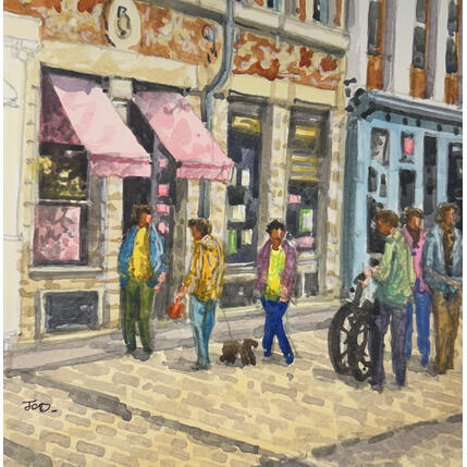 Painting Shopping à Lille by Decoudun Jean charles | Painting