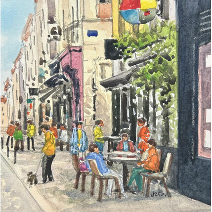 Painting La rue royale - café le chopping by Decoudun Jean charles | Painting