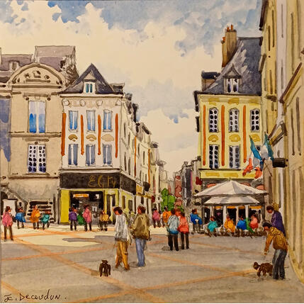 Painting Lille grand' Place by Decoudun Jean charles | Painting