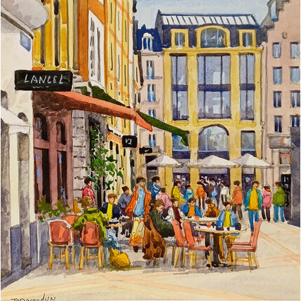 Painting Café sur la grand' Place by Decoudun Jean charles | Painting