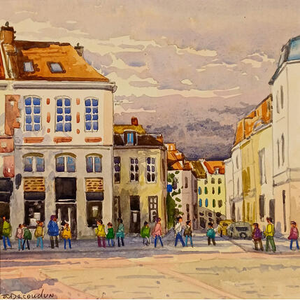 Painting Place Shumann by Decoudun Jean charles | Painting