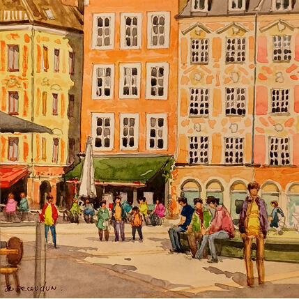 Painting La grand place by Decoudun Jean charles | Painting