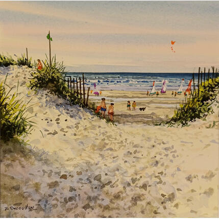 Painting Le Touquet by Decoudun Jean charles | Painting Figurative Watercolor Urban