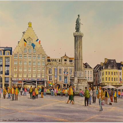 Painting Lille - La Voix du Nord by Decoudun Jean charles | Painting Figurative Watercolor Urban