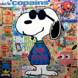 Painting Snoopy cool vintage by Kikayou | Painting Pop-art Acrylic, Gluing, Graffiti