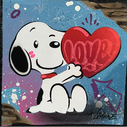 Painting Snoopy love by Lemoine Mael | Painting Pop-art Acrylic, Graffiti Pop icons