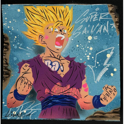 Painting Super Saiyan by Lemoine Mael | Painting Pop-art Acrylic, Graffiti Pop icons