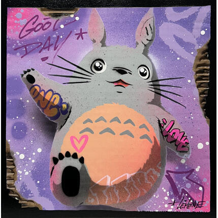 Painting Totoro Love by Lemoine Mael | Painting Pop-art Acrylic, Graffiti Pop icons