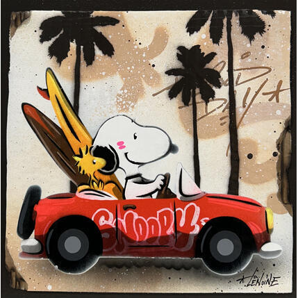Painting Snoopy Brown Van by Lemoine Mael | Painting Pop-art Acrylic, Graffiti Pop icons