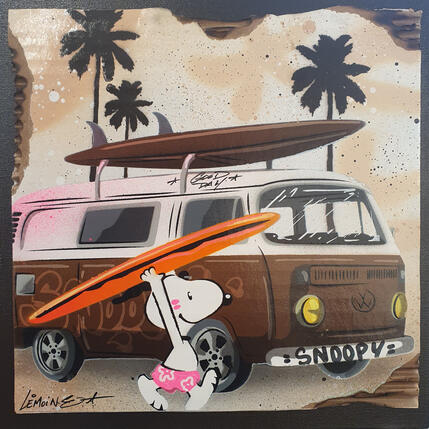 Painting Snoopy Brown Van by Lemoine Mael | Painting Pop-art Acrylic, Graffiti Pop icons