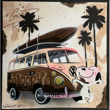 Painting Snoopy Brown Van by Lemoine Mael | Painting Pop-art Acrylic, Graffiti Pop icons