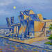 Painting Musée Guggenheim de Bilbao by Kochevykh Yulia | Painting Figurative Landscapes Urban Architecture Oil