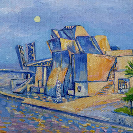 Painting Musée Guggenheim de Bilbao by Kochevykh Yulia | Painting Figurative Oil Architecture, Landscapes, Urban