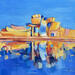 Painting Le musée Guggenheim la nuit by Kochevykh Yulia | Painting Figurative Landscapes Urban Architecture Oil