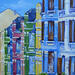 Painting Las casas de colores by Kochevykh Yulia | Painting Figurative Landscapes Urban Architecture Oil
