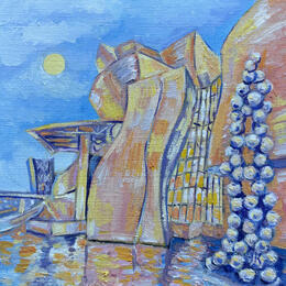 Pintura Une maison incroyable pour un art incroyable por Kochevykh Yulia | Pintura Figurativo Papel Arquitectura, Paisajes, Urbano