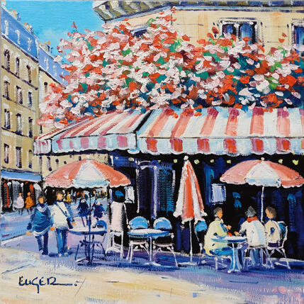 Painting TERRASSE FLEURIE QUARTIER DU MARAIS A PARIS by Euger | Painting