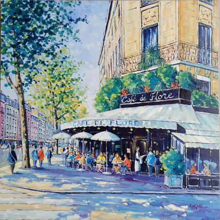 Peinture DEJEUNER AU CAFE DE FLORE par Euger | Tableau