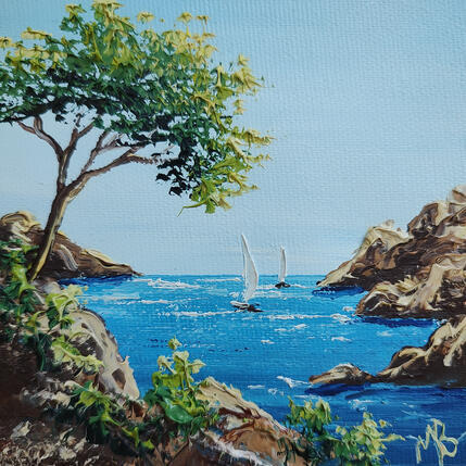 Painting Au bord de l'eau by Blandin Magali | Painting Figurative Oil Landscapes