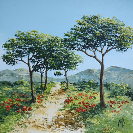 Painting Balade sous les pins  by Blandin Magali | Painting Figurative Oil Landscapes, Pop icons
