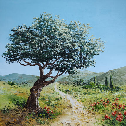 Painting Le chemin bucolique by Blandin Magali | Painting Figurative Oil Landscapes