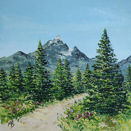 Painting Au delà des sapins by Blandin Magali | Painting