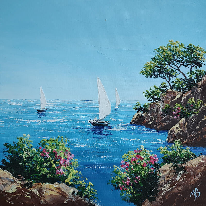 Painting Les beaux voiliers by Blandin Magali | Painting Figurative Landscapes Oil