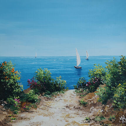 Painting Le sentier fleuri by Blandin Magali | Painting Figurative Oil Landscapes